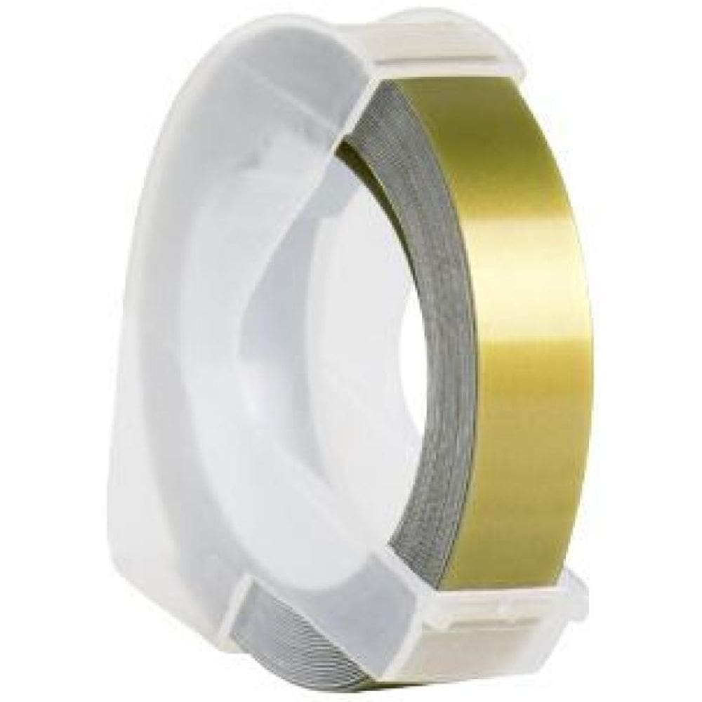 Kit 10 Fitas Vinil Compatível Dymo 3D825 Dourada 9Mm