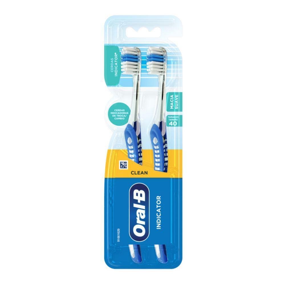 Escova Dental Oral-B Indicator Macia Cabeça 40 Cores diversas Leve 2 Pague 1