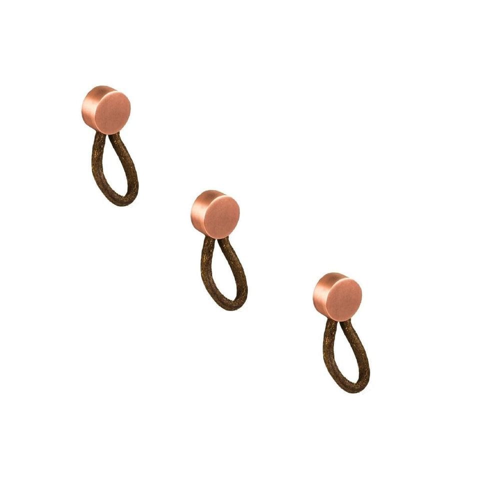 Kit 3 Puxador Fune Couro Zen Vecchio Cobre Marrom