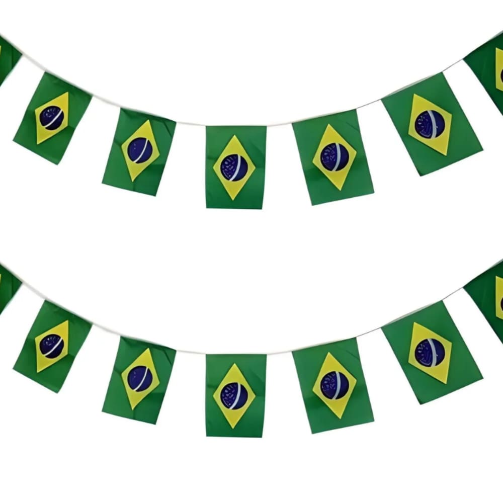 Varal de Mini Bandeiras do Brasil Bandeirinhas Decoração Copa Do Mundo de Futebol Torcida Seleção Brasileira 7 Setembro