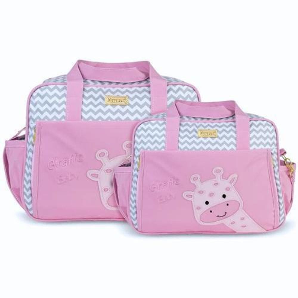 Kit Bolsas Maternidade Mave Baby Giraffe Cinza E Rosa