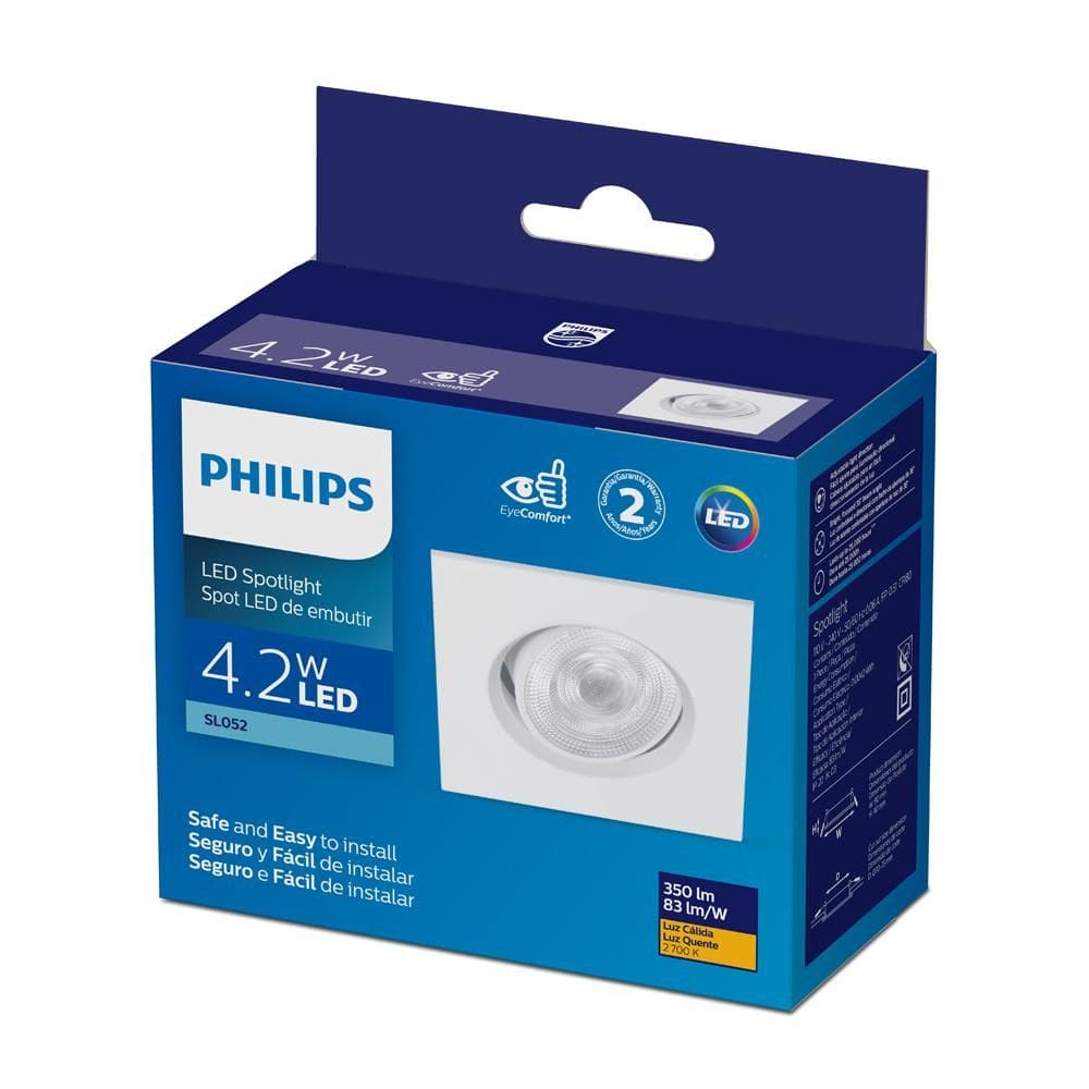 Philips Spot Integrado Led EMB quadrado 4,2W AM 2700K BV