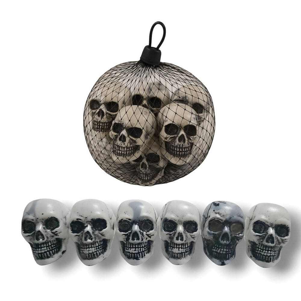 Kit Saquinho Enfeite Mini Crânio Caveira C/6 Un Halloween