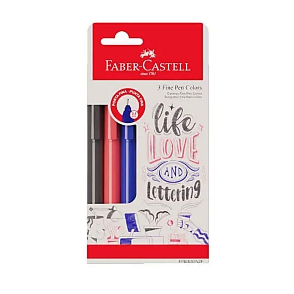 Caneta Faber-Castell Fine Pen Com 3 Cores