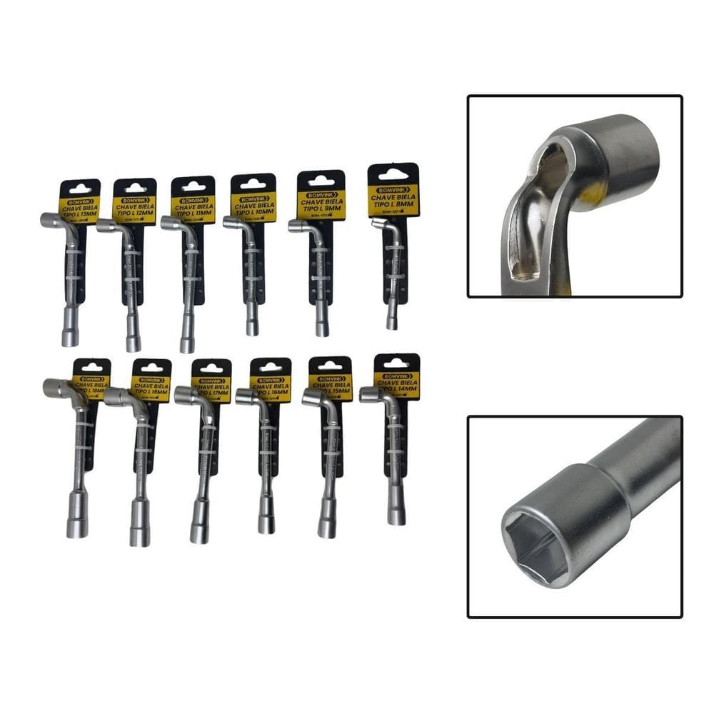 Chaves Biela Tipo L De 8 A 19 Mm Vazadas 12 Peças