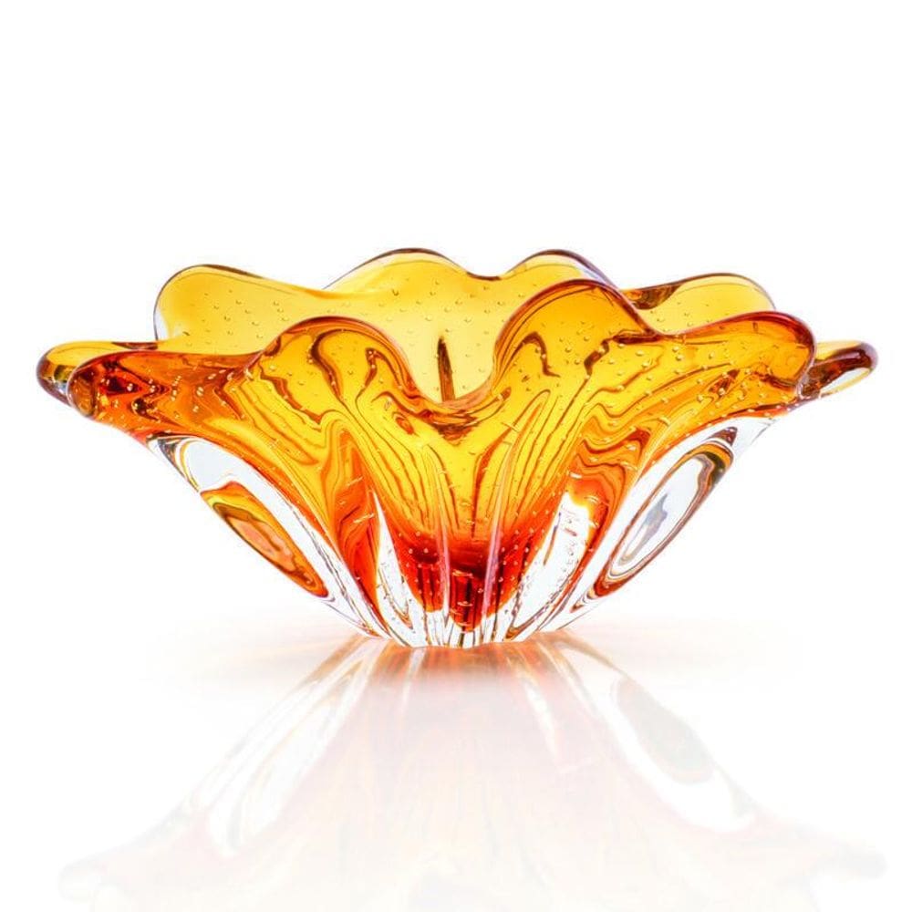 Centro De Mesa Em Cristal Murano Âmbar - São Marcos 30Cm