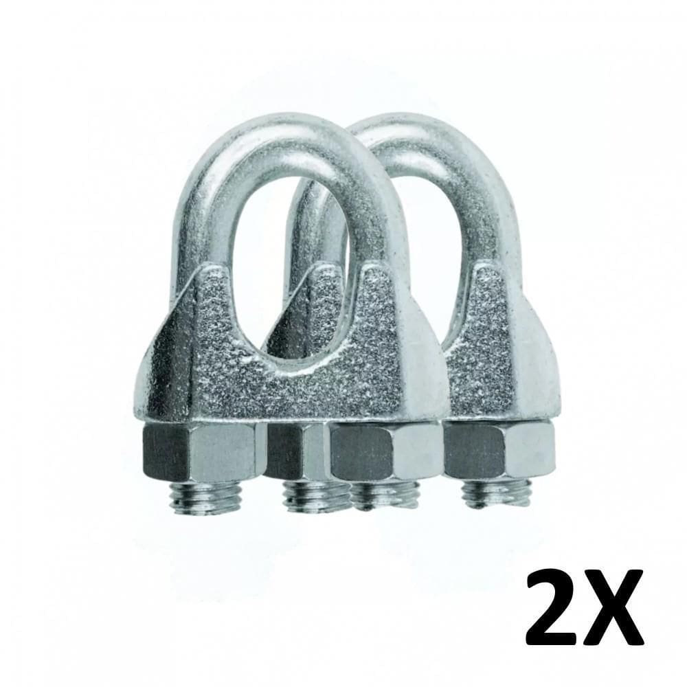 Kit 2 Clips Grampado Para Cabo De Aço 10Mm 3/8``