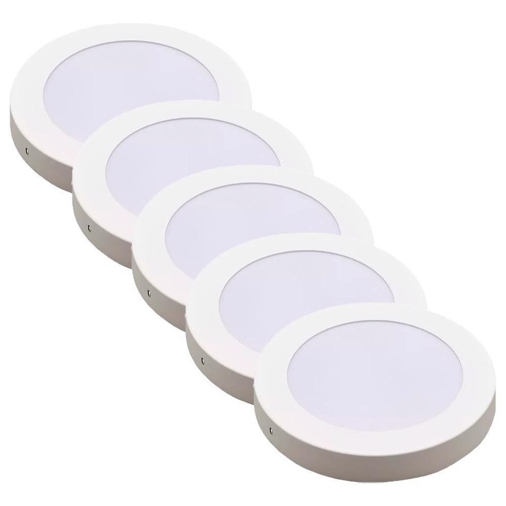 Kit 5 Luminária Plafon Led Redondo Sobrepor 18W 4000K - Noll