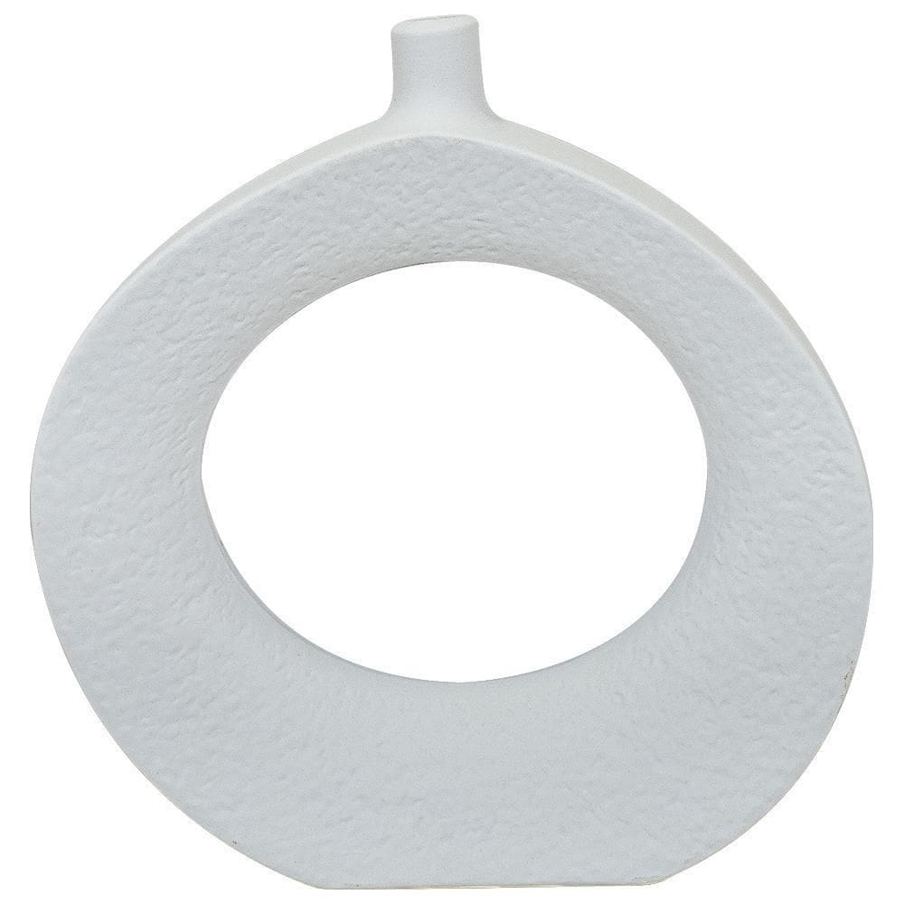Escultura Vaso Decorativo Em Cerâmica Branco 22Cm X 23Cm Rio