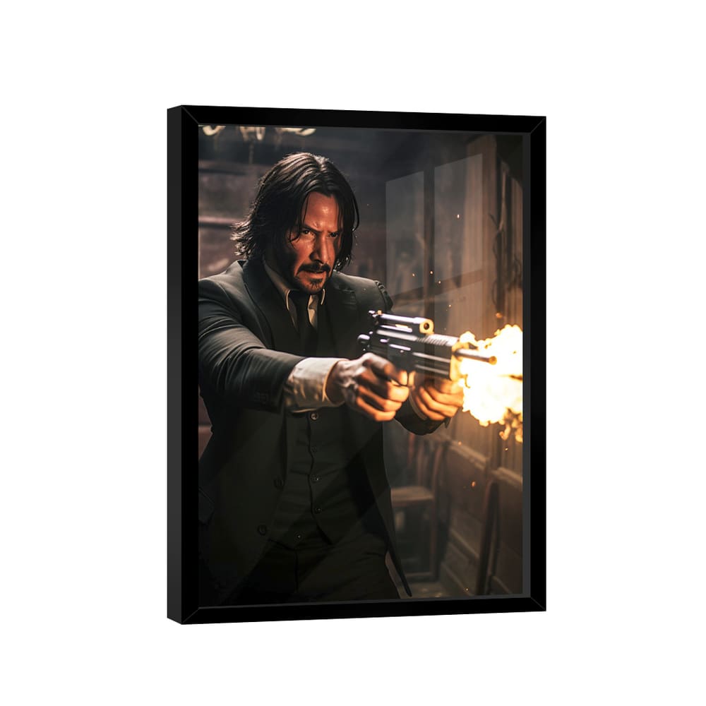 Quadro Decorativo John Wick Disparo de Fogo