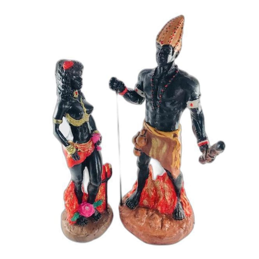 Esculturas Exú E Pomba Gira Casal 25 Cm Resina