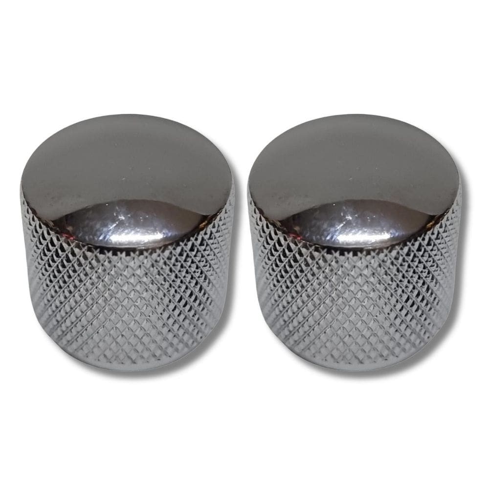 Kit 2 Knob Baixo Guitarra Metal S/ Parafuso Grande Cromado