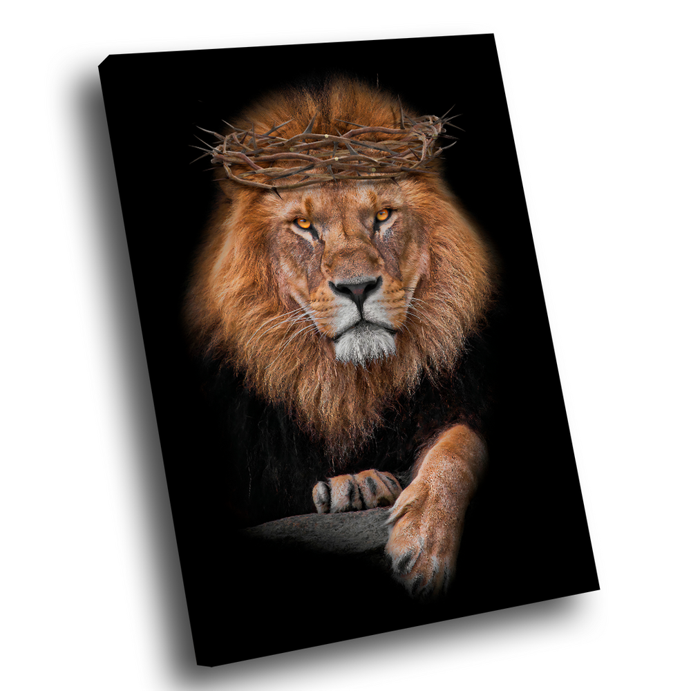 Quadro Decorativo Realeza do Leão Com Coroa
