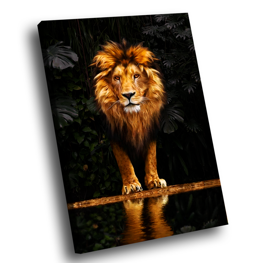 Quadro Decorativo Leão Ouro Forest