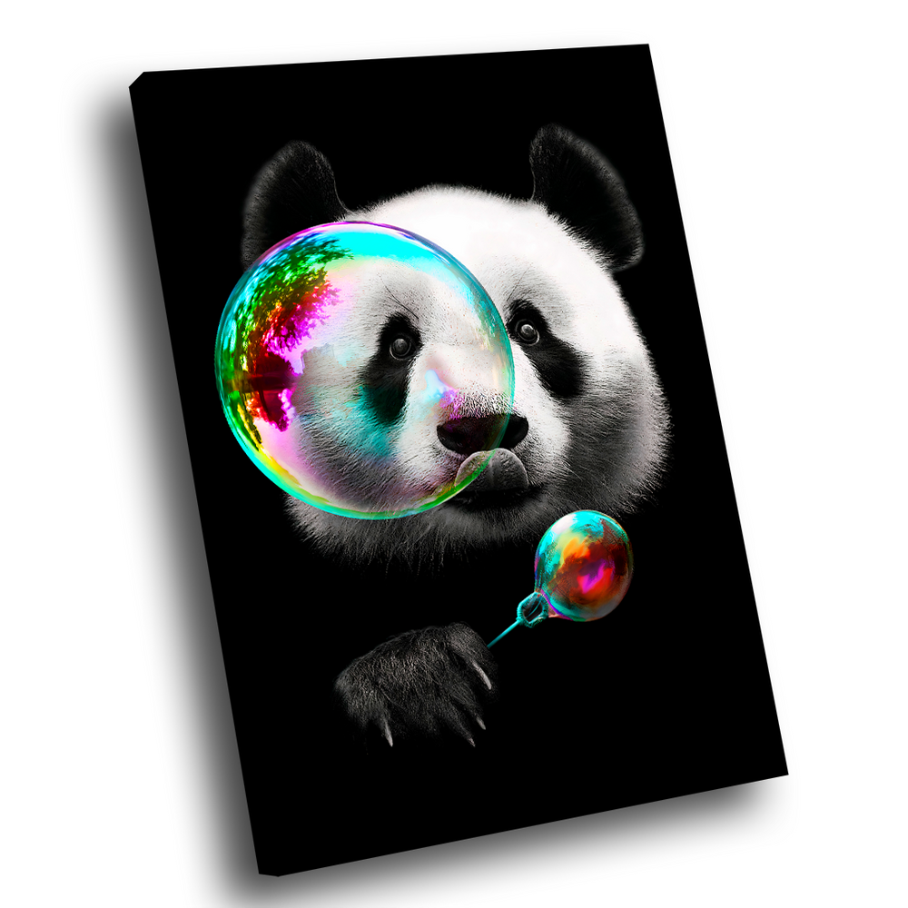 Quadro Panda Com Bolha de Sabão