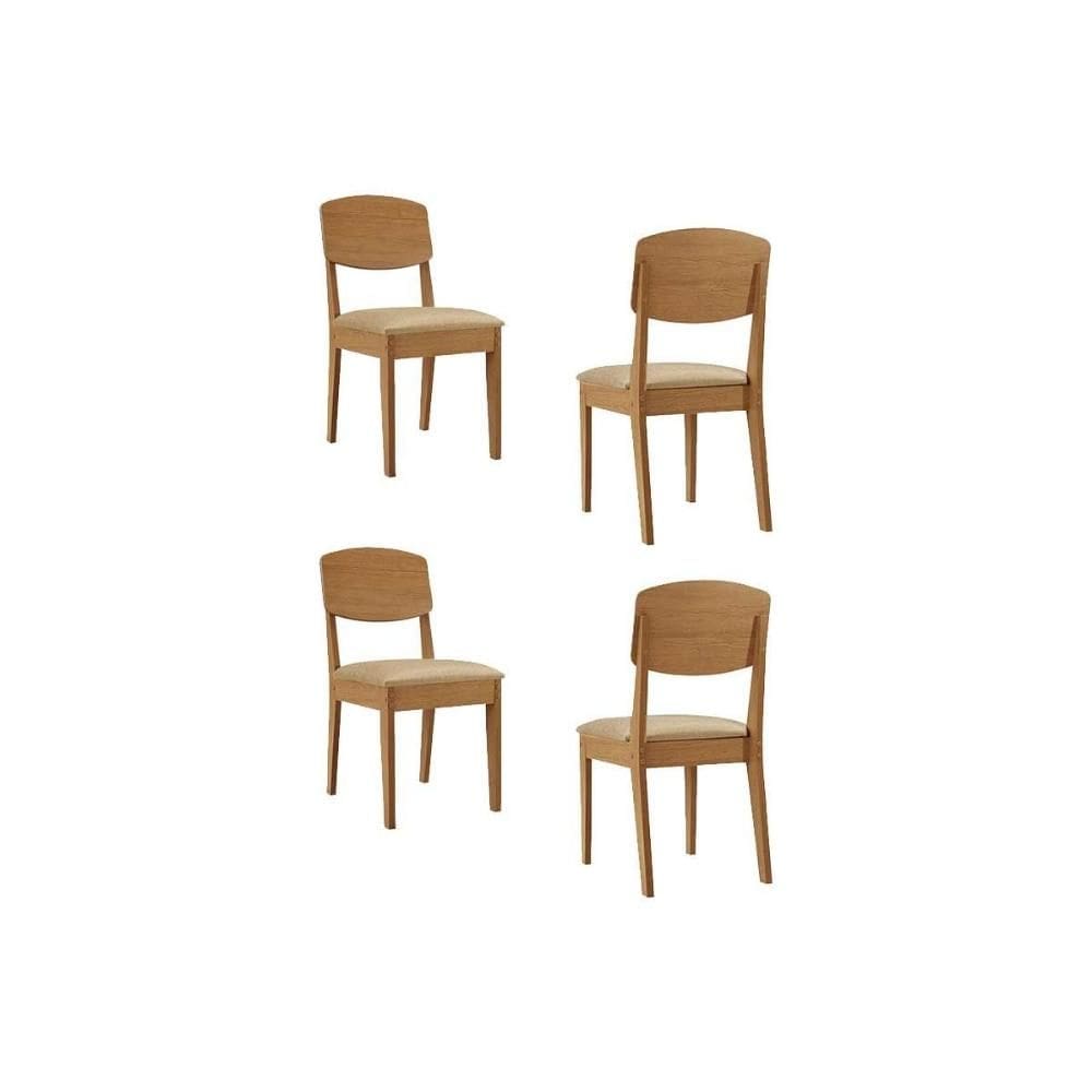 Cadeira Sala de Jantar Havana Kit 4 Un Naturalle/Suede Creme - Rufato
