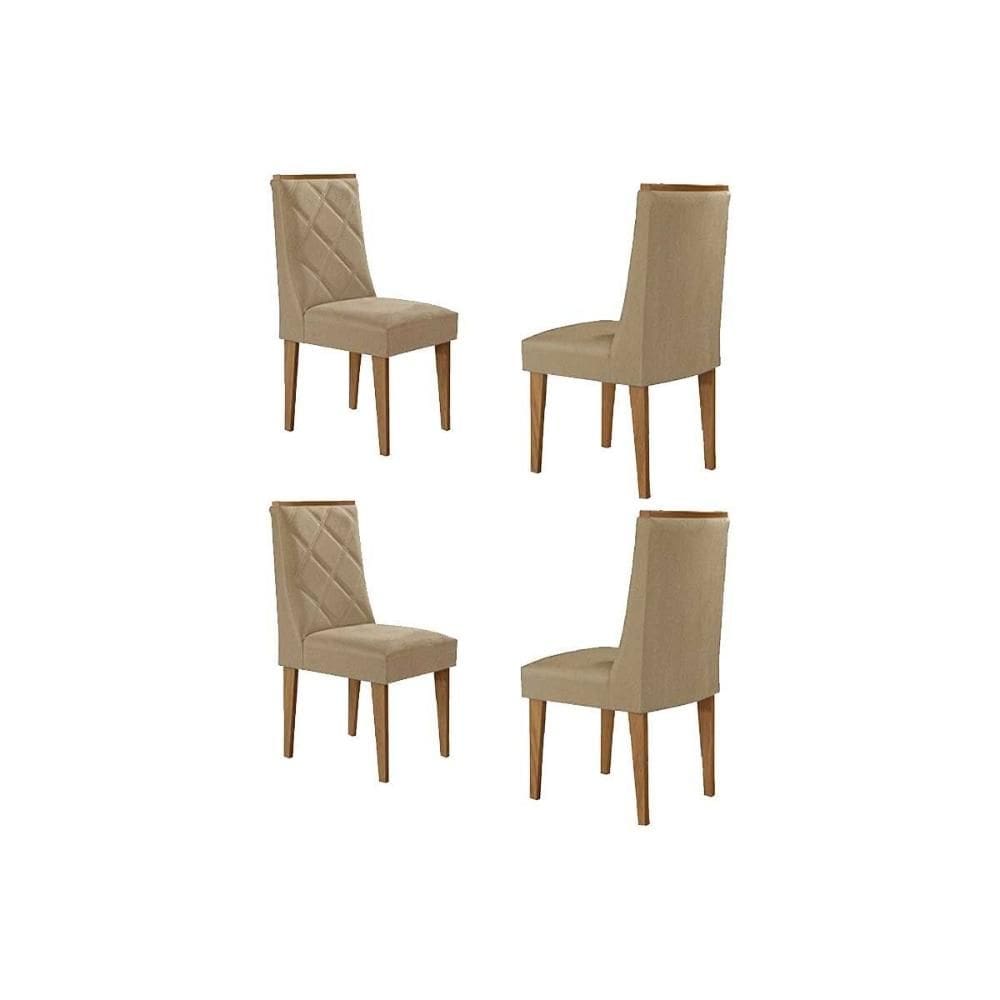 Cadeira Sala de Jantar Pietá Kit 4 Un Naturalle/Suede Creme - Rufato
