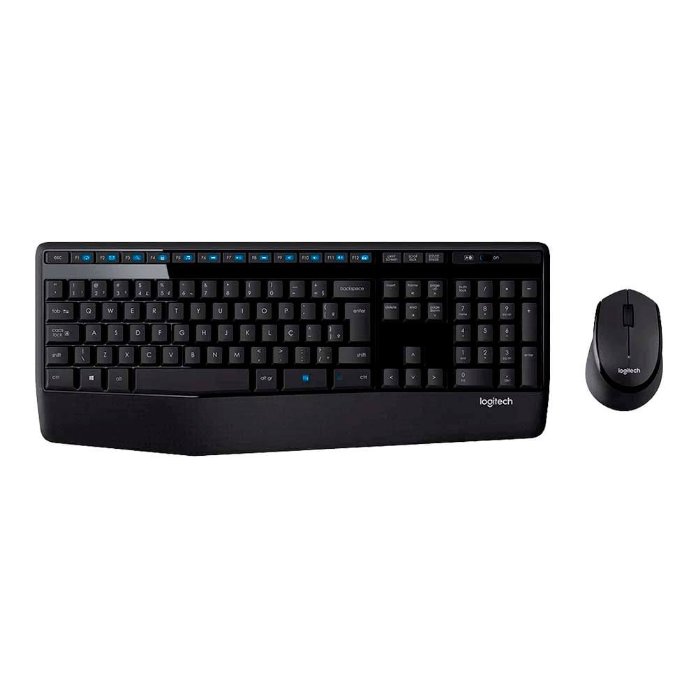 Combo Teclado E Mouse Sem Fio Logitech Mk345 Apoio Para As Mãos E Mouse Destro Conexão Usb Layout Abnt2