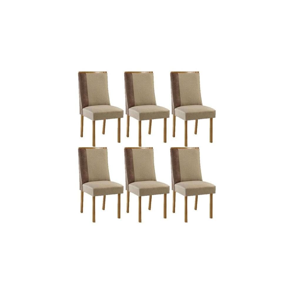Cadeira Sala de Jantar Tilia Kit 6 un Naturalle/Suede Creme/Corano Capuccino - Rufato
