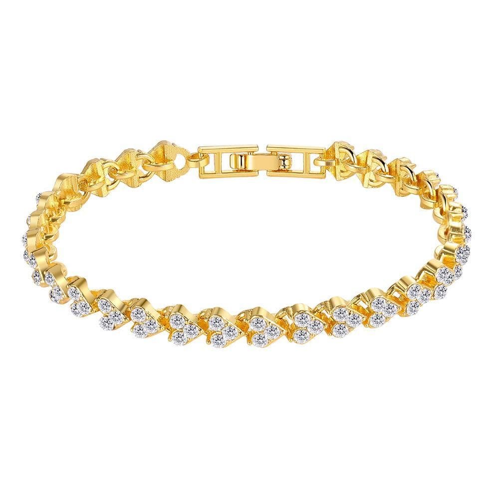 Pulseira Prateada Folheada com Stras 175mm Dourado