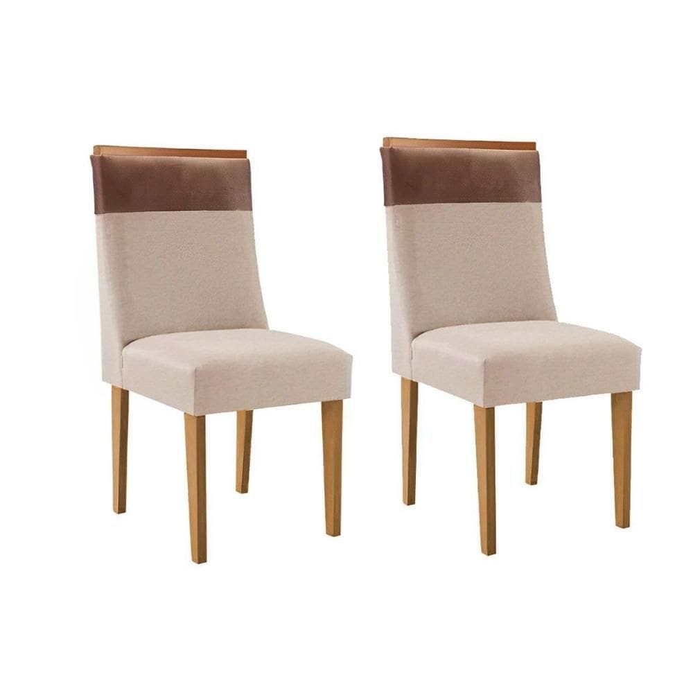 Cadeira Sala de Jantar Jaspe Kit 2 Un Madeira Capuccino/Suede Creme/Corano Capuccino - Rufato