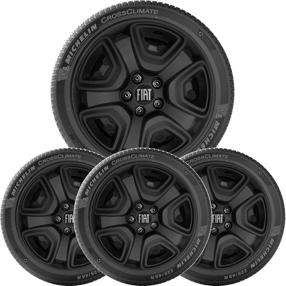 4X Calota Fiat Toro 2021 Aro 16 Preto Brilhante 300Cp