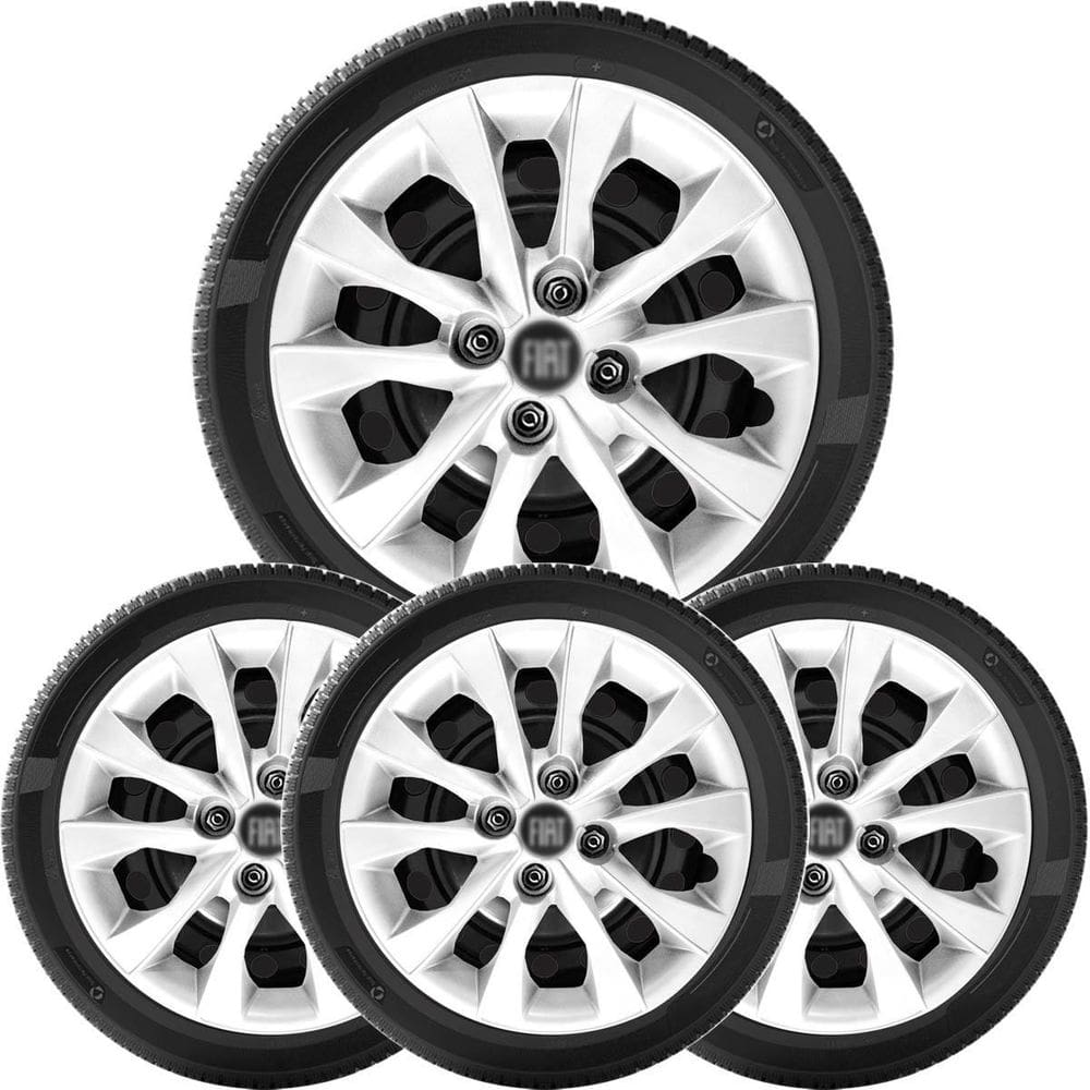 Kit 4 Calota Fiat Mobi Argo Palio Aro 14 Com Emblema 293Cb