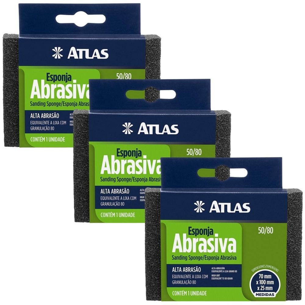 Esponja Abrasiva Rígida Alta Abrasividade Kit 03 Un