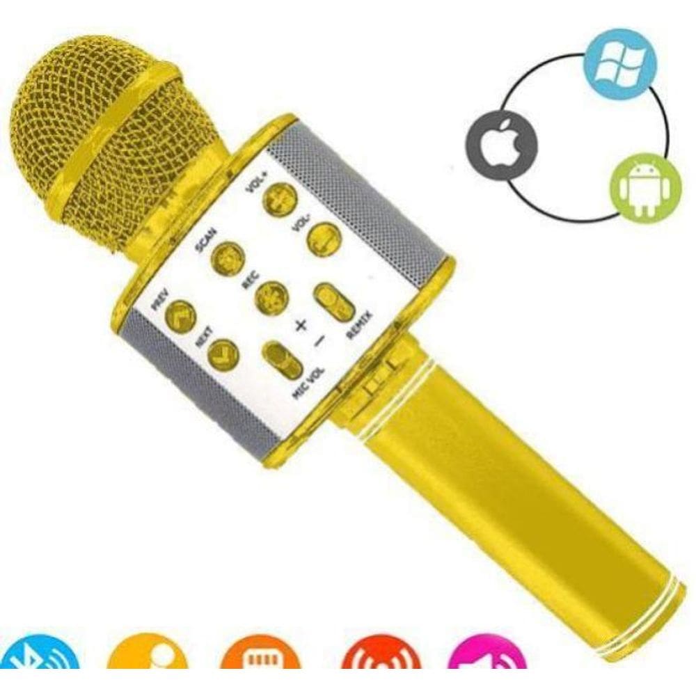 Microfone Bluetooth Wster Ws-858 Sem Fio Karaokê - Dourado