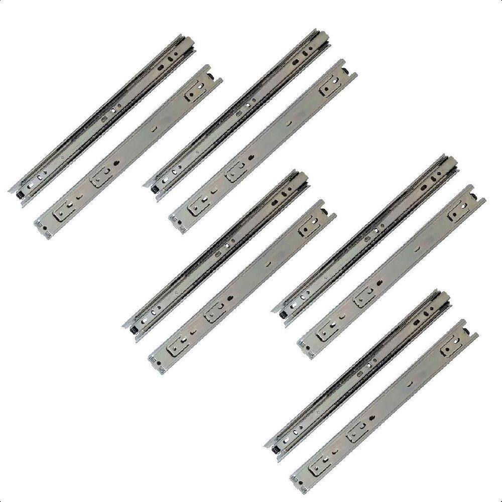 10 Corrediças Telescópicas 25Cm Gaveta Trilho Zinca. 5 Pares