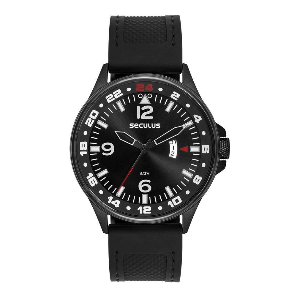 Relógio Seculus Masculino Ref: 44279Gpsvpu3 Esportivo Black