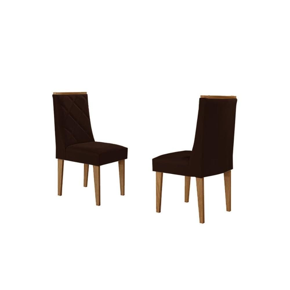 Cadeira Sala de Jantar Pietá Kit 2 Un Madeira Capuccino/Suede Marrom - Rufato