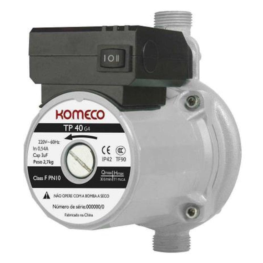 Mini Bomba Circuladora De Água TP40 G4 Ferro - Komeco - 220V