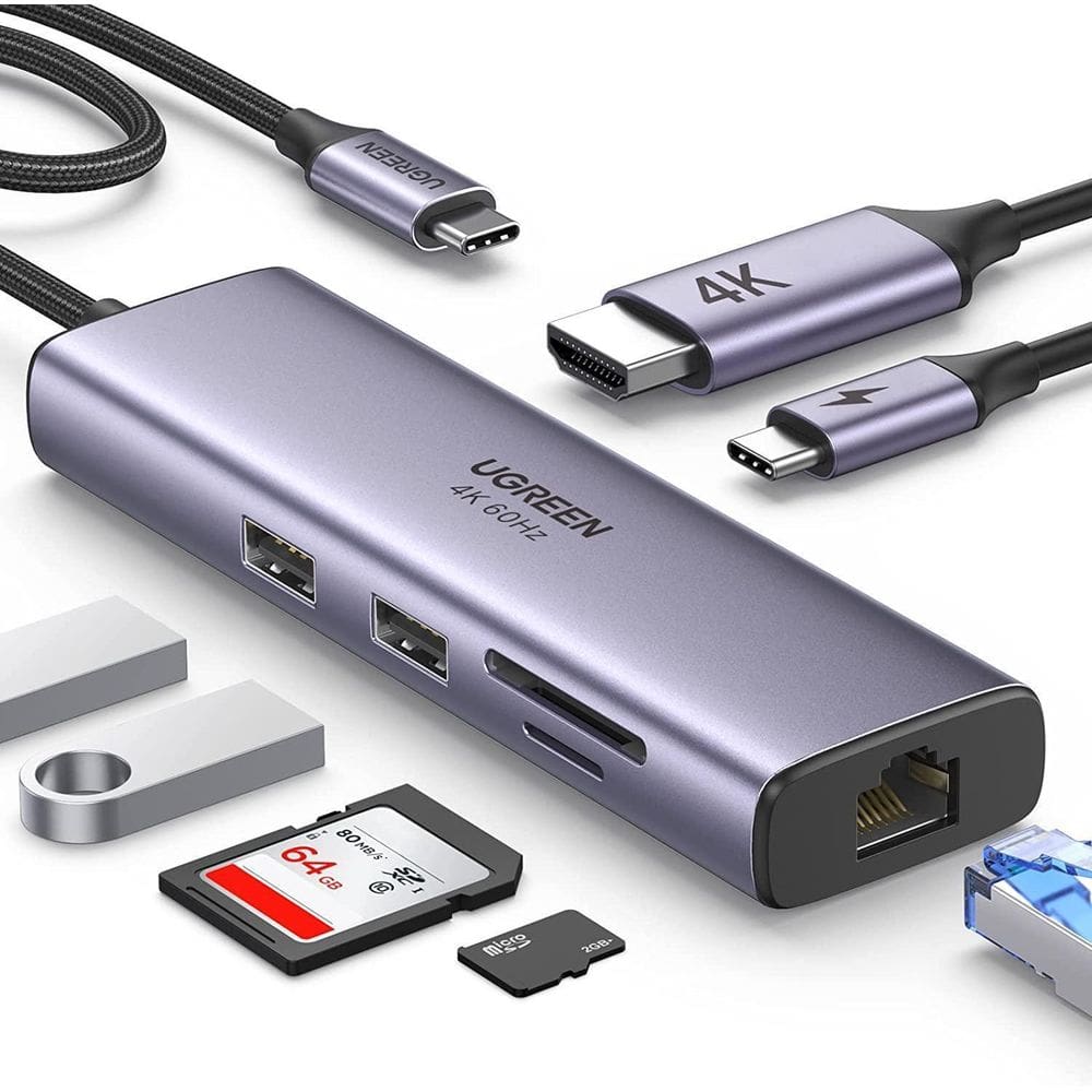 Adaptador Hub Tipo C Hdmi 4K Rj45 Leitor Cartão Pd 100W 2Usb