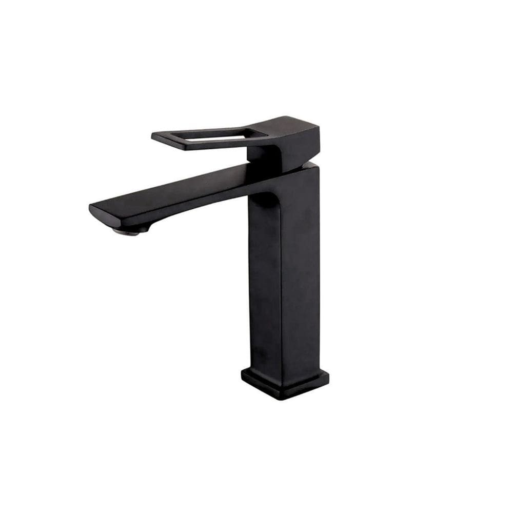 Torneira Banheiro Lavabo Quadrada Preta Curta Baixa Metal