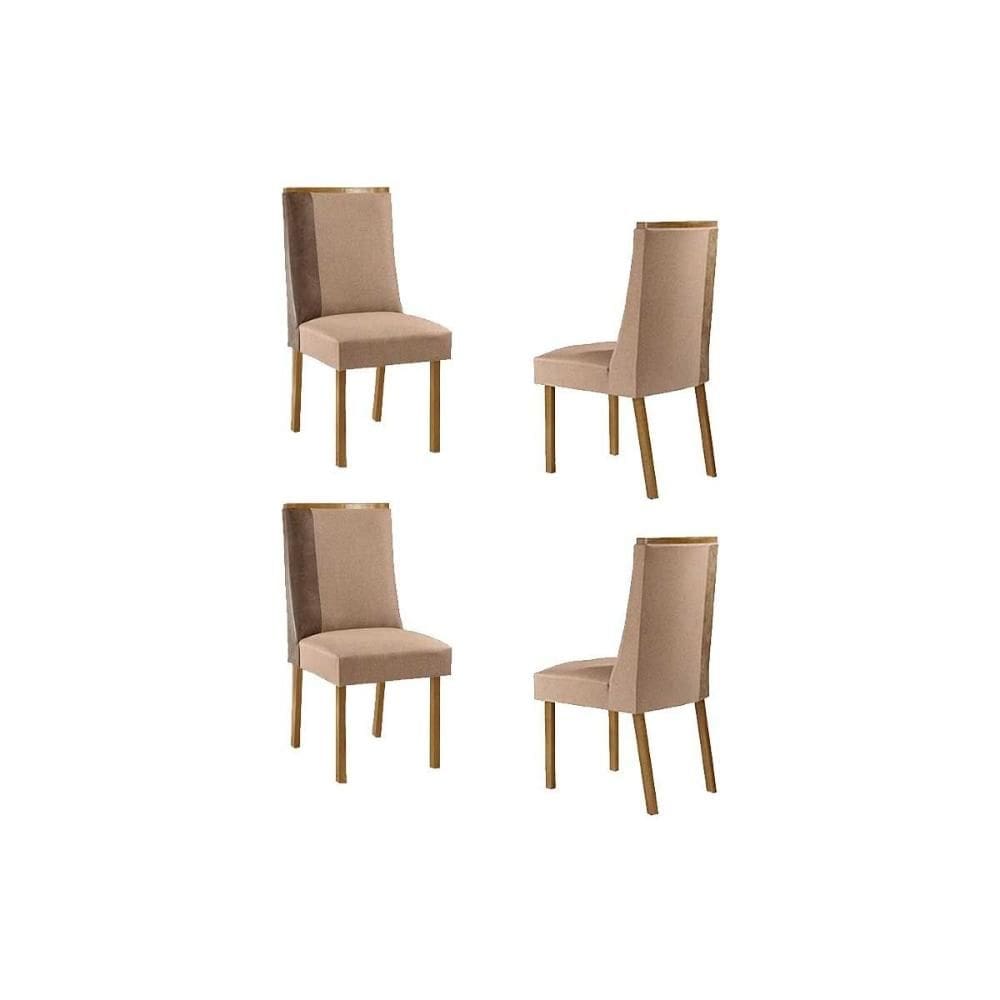Cadeira Sala de Jantar Tilia Kit 4 Un Madeira Capuccino/Linho Capuccino/Corano Capuccino - Rufato