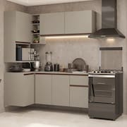 Armário de Cozinha Completa de Canto 265 cm Suspensa Crema Nice Madesa 06