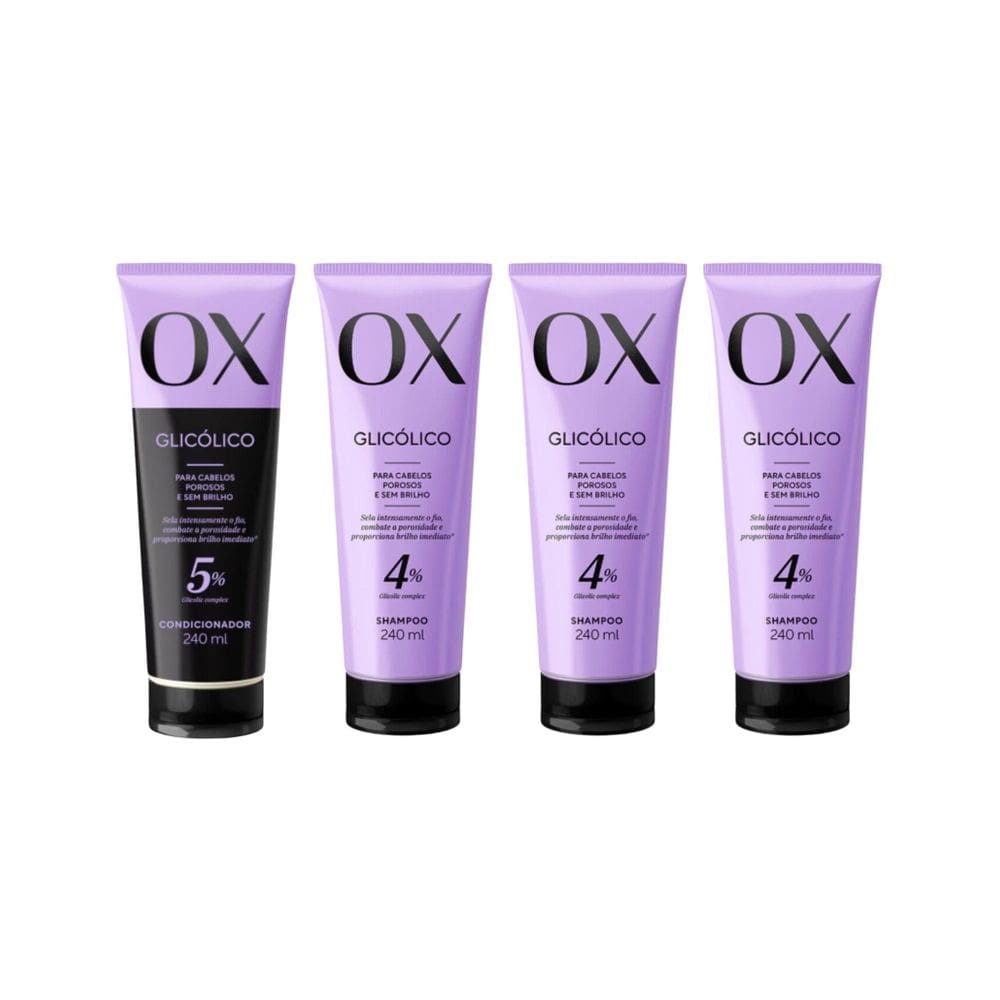 Kit Ox Glicolico 1 Condicionador 240Ml + 3 Shampoo 240Ml