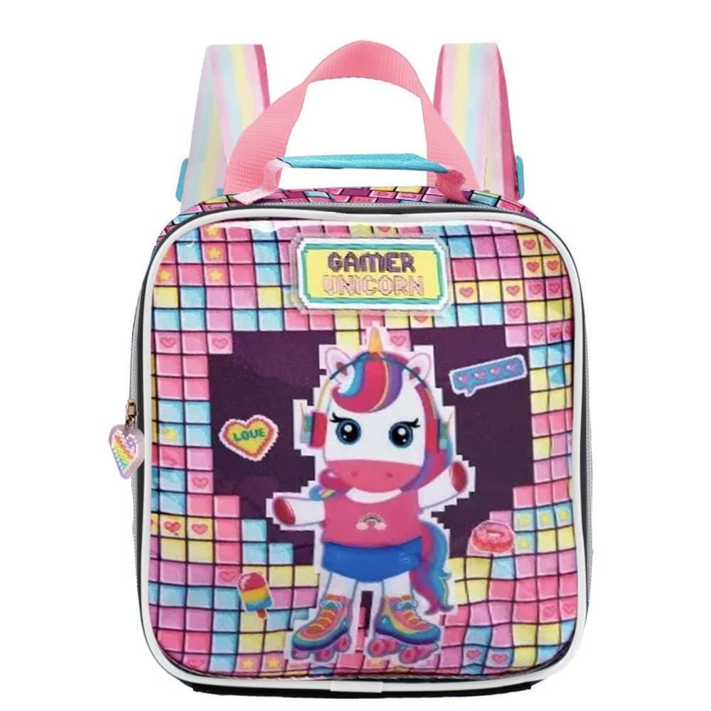 Lancheira Térmica Escolar Infantil Unicórnio Gamer Meninas