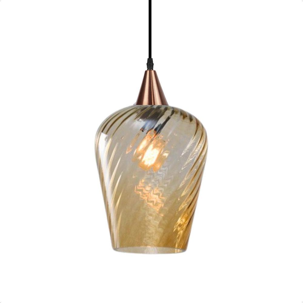 Pendente Taschibra Monalisa G Rigato Âmbar E27 Bivolt Cobre