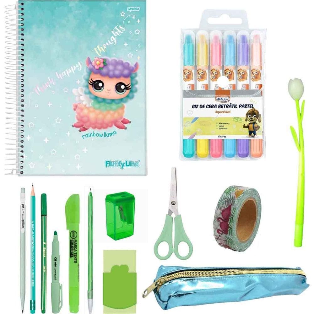 Kit Papelaria Combo Verde Pastel