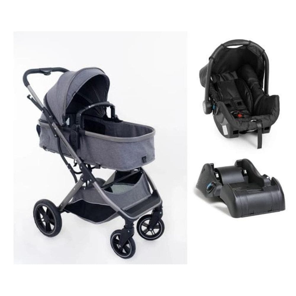 Carrinho Galzerano Zoe Moises Prata Com Bebe Conforto E Base