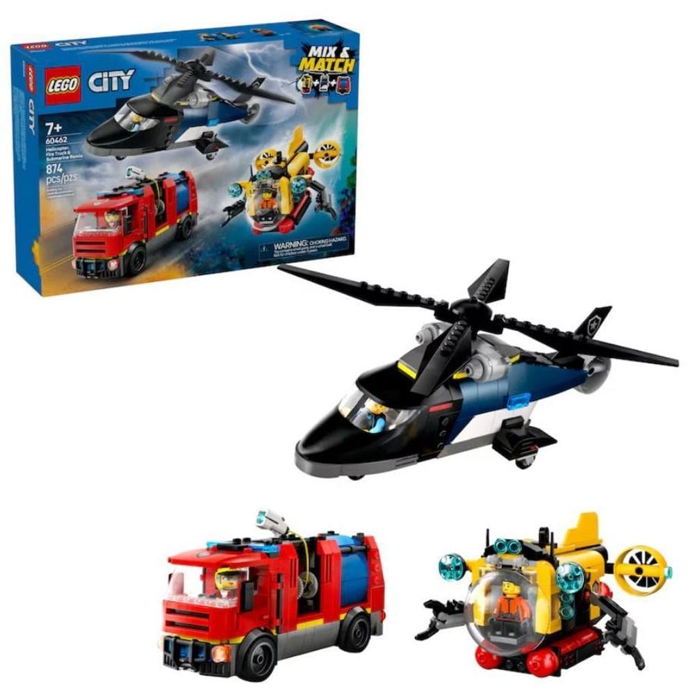 Helicóptero Caminhão De Bombeiros Remix Lego 60462