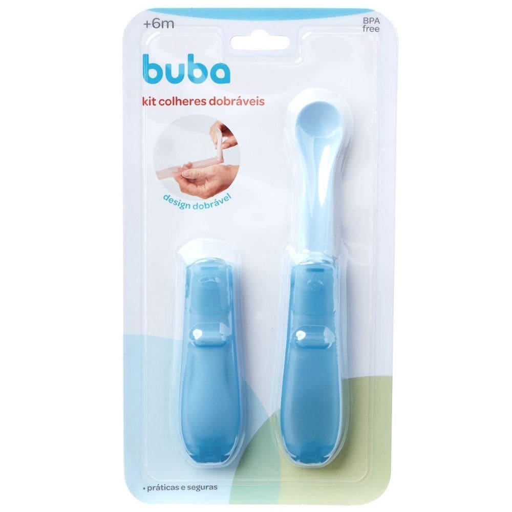 Kit Com 2 Colheres Dobráveis Azul 19700 - Buba