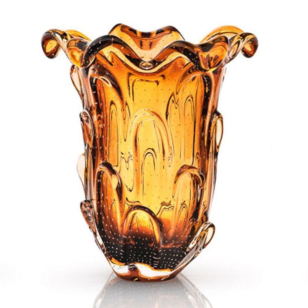 Vaso Em Cristal Murano Marrom - São Marcos 37Cm