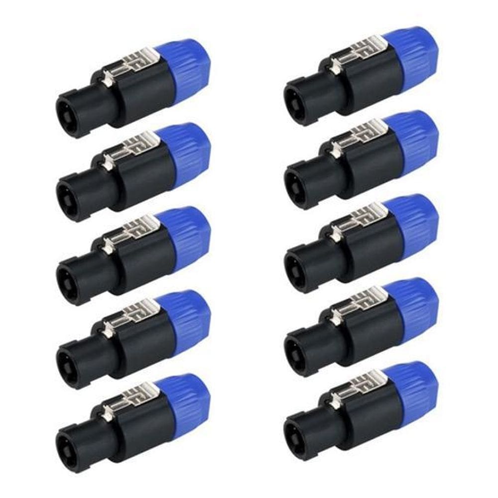 Kit 10 Plug Conector Speakon Macho Azul 4 Polos Robusto Mxt