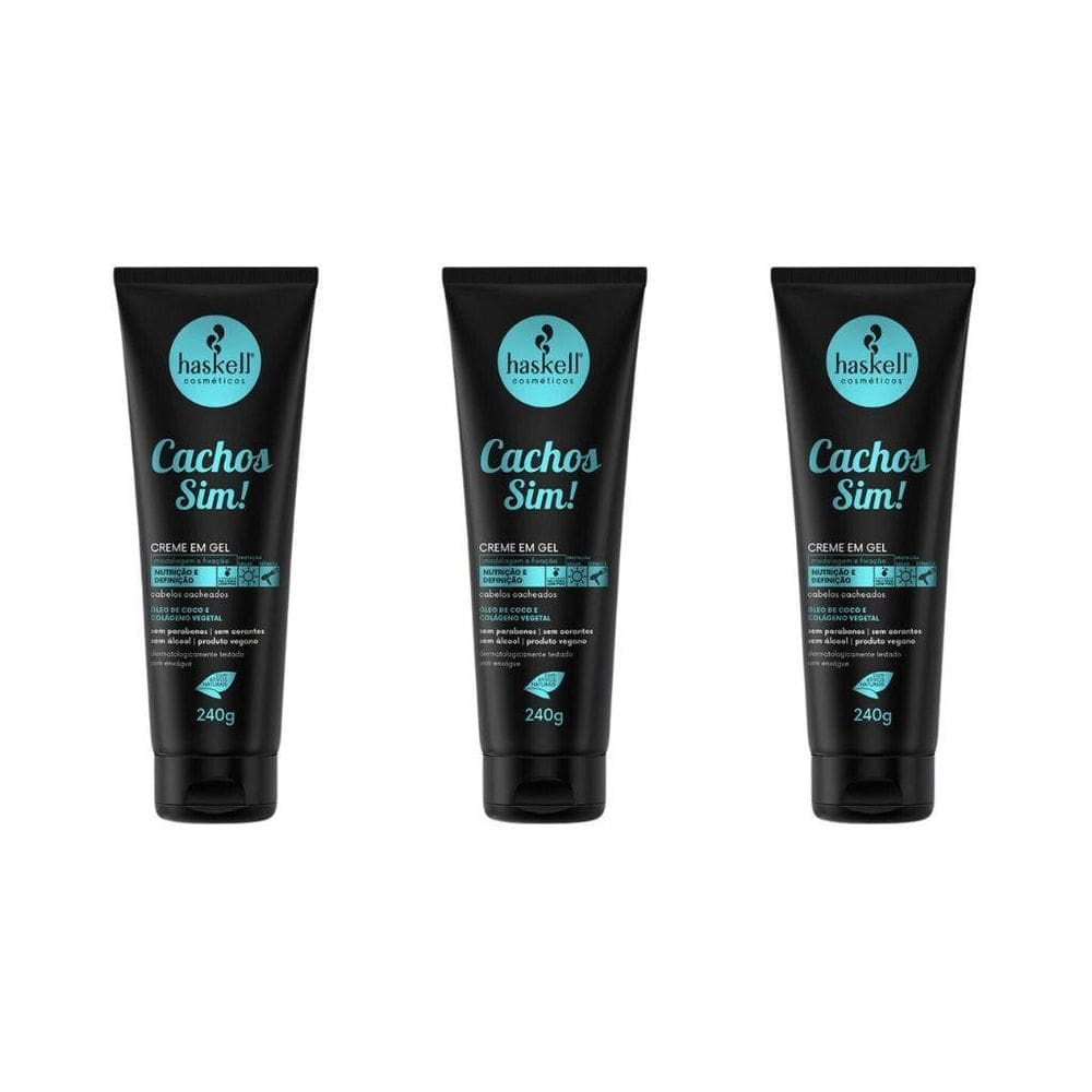 Gel Creme Haskell Cachos Sim 240G - Kit Com 3Un