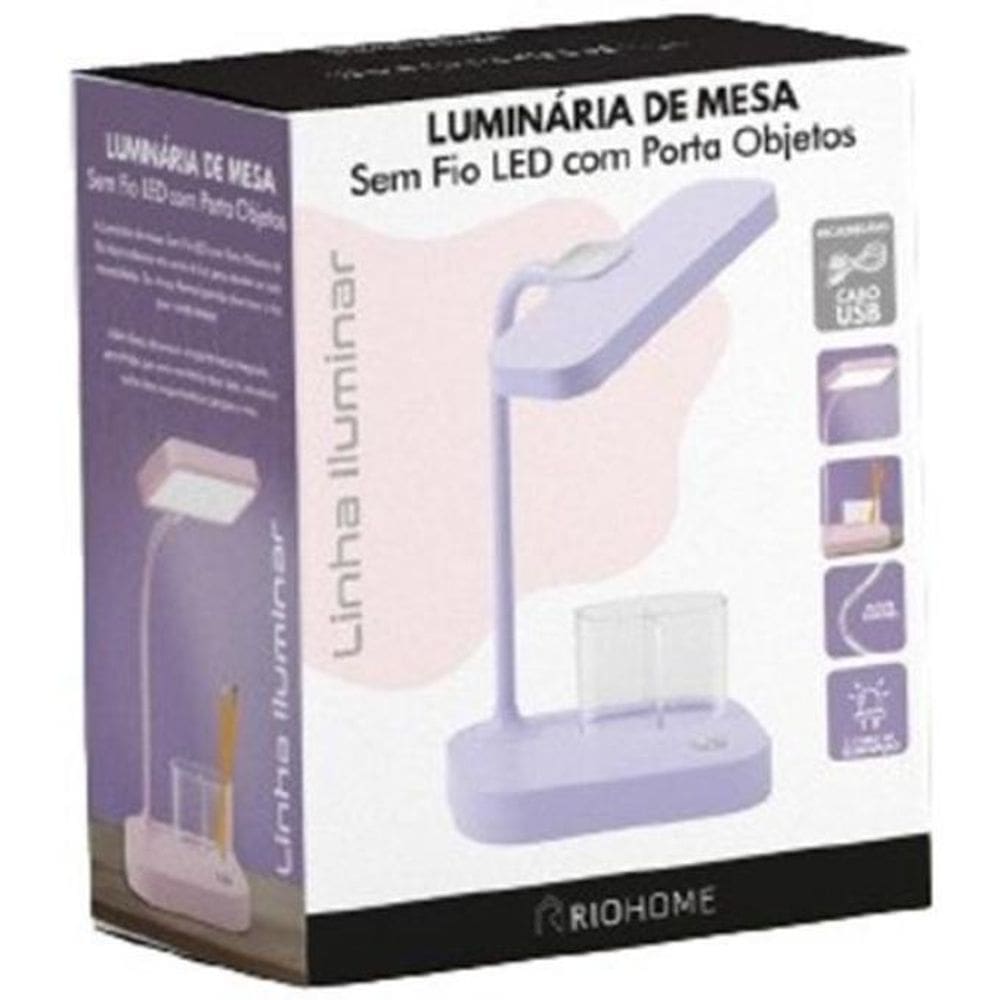 Luminária Mesa Led Sem Fio Porta Objetos 3 Opções Iluminação