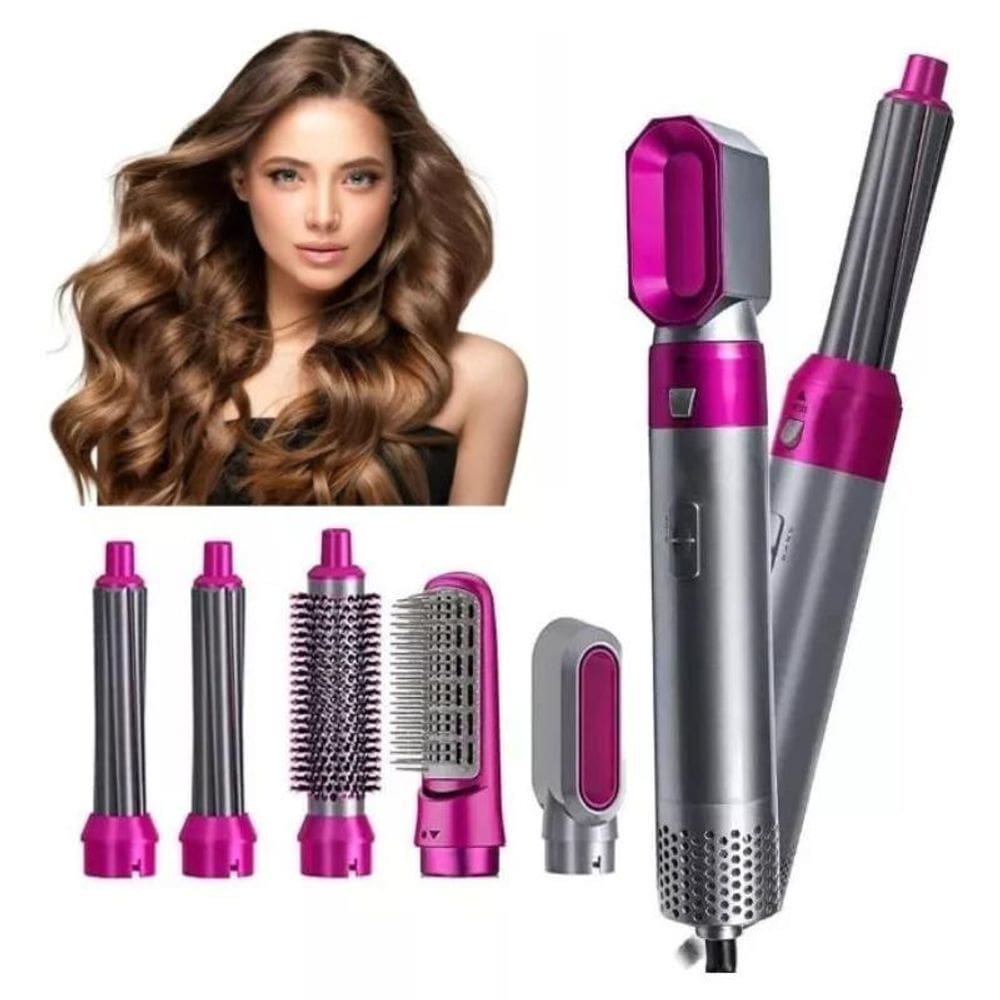 Secador De Cabelo 5 Em 1 Pente Alisador E Frisador 110V