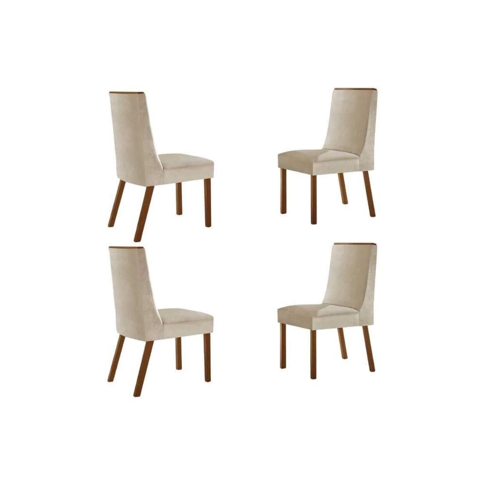 Cadeira Sala de Jantar Dakota Kit 4 Un Naturalle/Suede Creme - Rufato